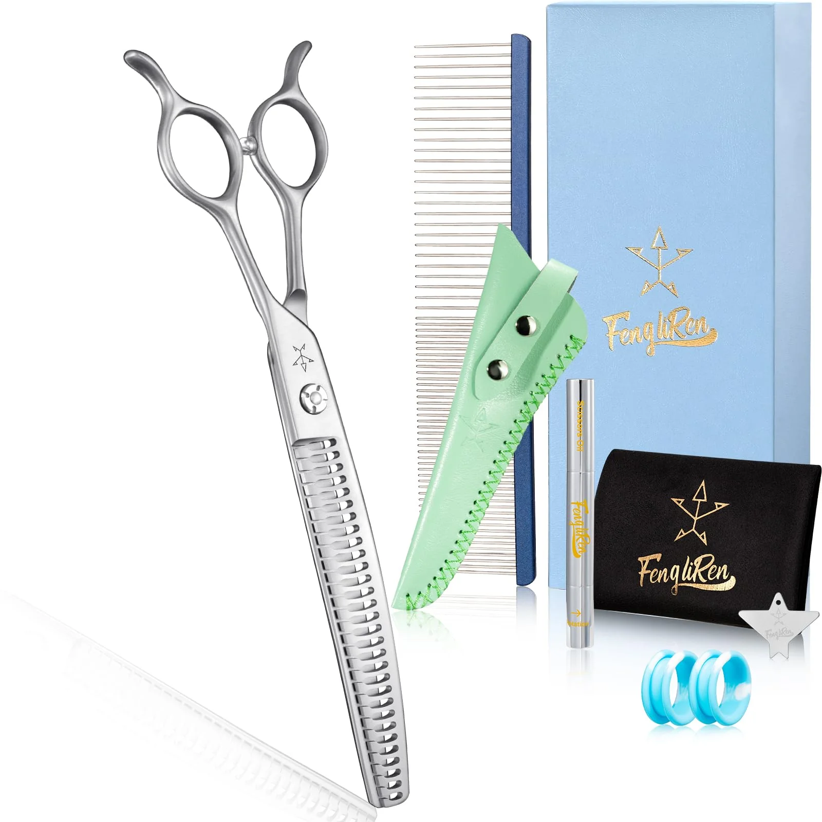 Refined Fengliren High-End Curved Thinning Scissors – 7.5 Inch for Dog Cat Grooming World-Class