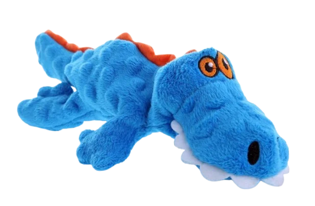 Detailed goDog Gator Chew Guard Technology Squeaky Plush Dog Toy Blue Mini Long-Lasting