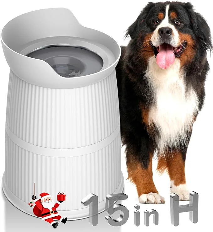 Secure d Dog Bowls for Large Dogs- 15.4-inch high 4.4L No Spill Dog Water Bowl Adjustable Raised Bowls Stainless Steel Water Bowl Non-Slip Water DispenserAbout ThisOverview Recyclable