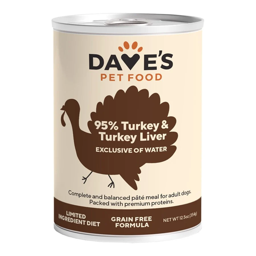 Stylish Dave's Pet Food 95 Premium Turkey Turkey Liver Pate Grain- Canned Wet Adult Dog Food 12.5-oz Specialty