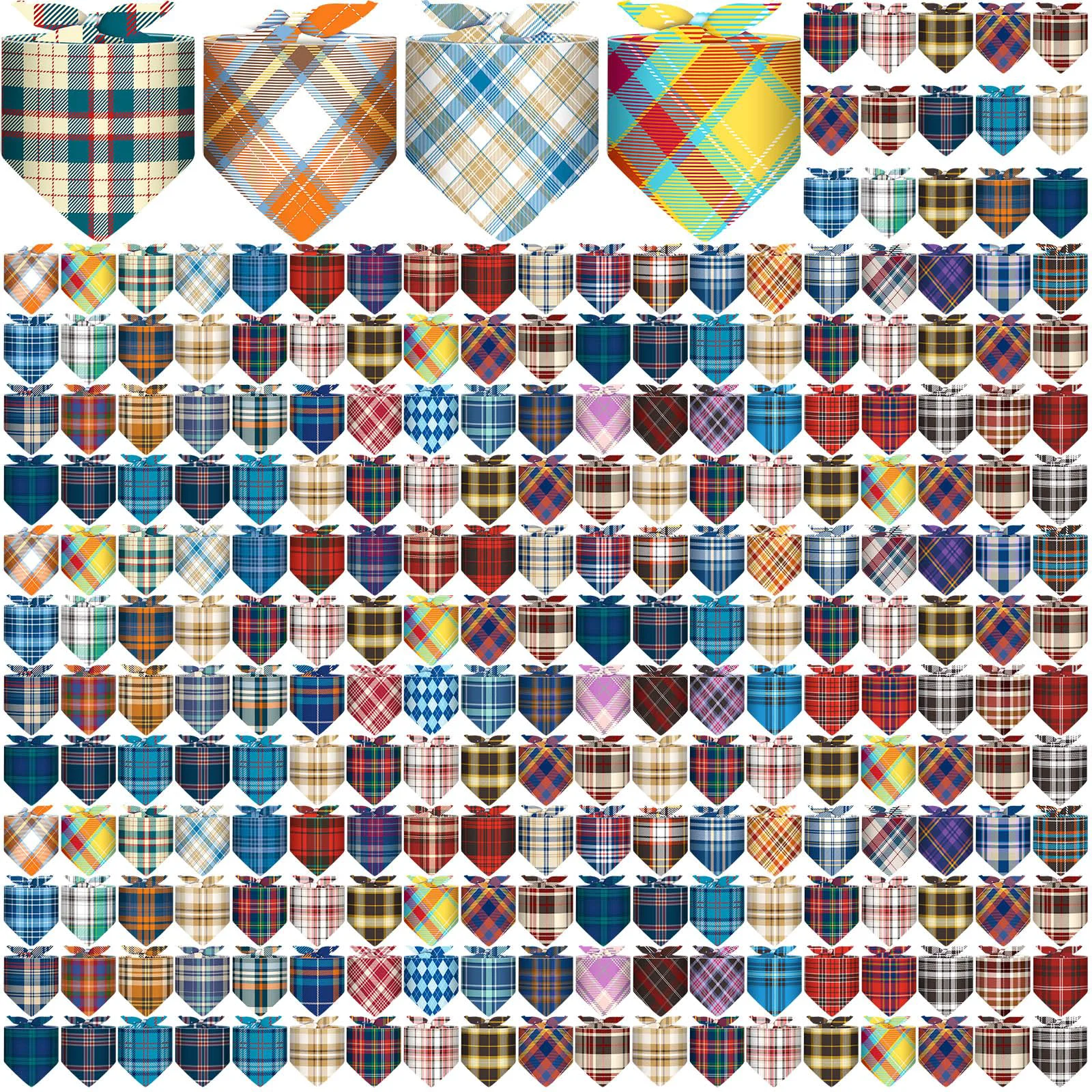 Smart Reginary 180-Piece Plaid Dog Bandanas Bundle Christmas Pet Scarves Effective