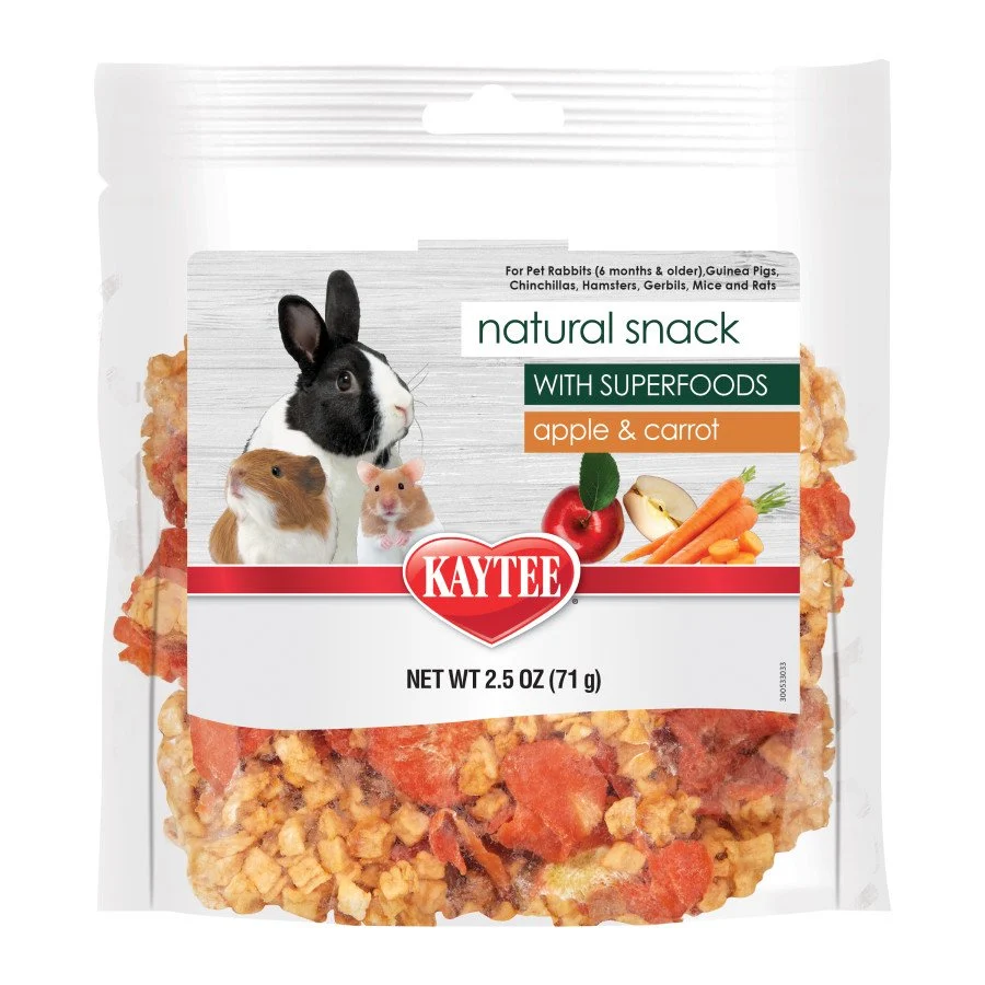 Official Kaytee Natural Snack with Superfoods Carrot Apple Small Animal Treats 2.5-oz Pure
