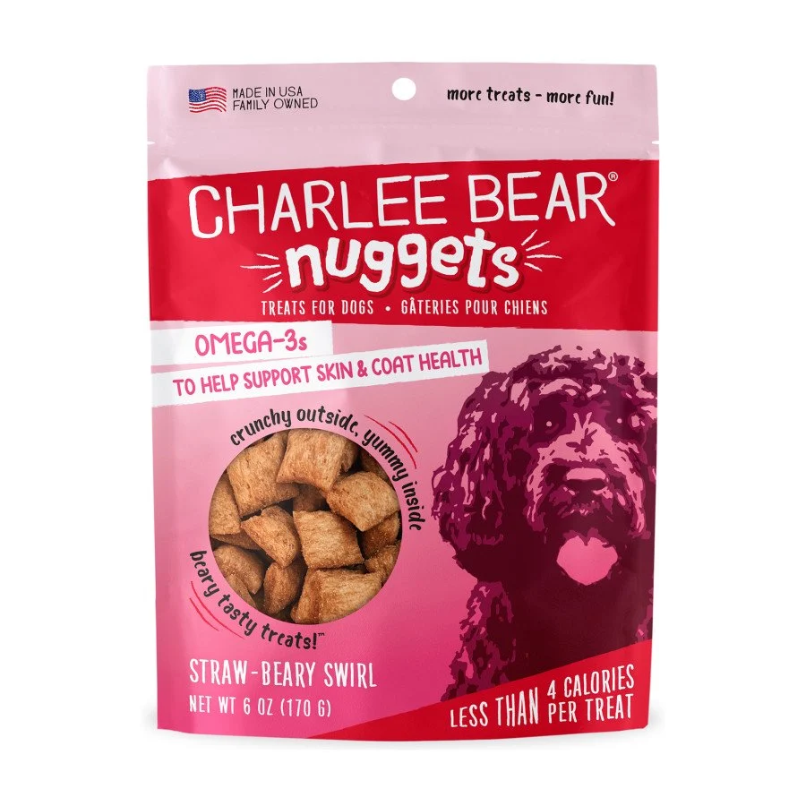Sustainable Charlee Bear Nuggets Straw-Beary Swirl Crunchy Dog Treats 6-oz Specialty