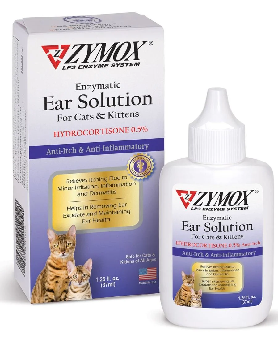 Premium Material Zymox Enzymatic Ear Solution 0.5 Hydrocortisone for Cats Kittens 1.25-oz Excellent