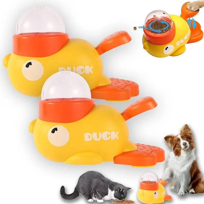 Exclusive Dog Feeder Puzzle Toy Duck 2-in-1 Durable Duck Treat Dispenser for Dogs Toy Interactive Food Puzzle Slow Press and Get Pet Feeder for Dog Cat Yellow 2 About ThisOverview Clean