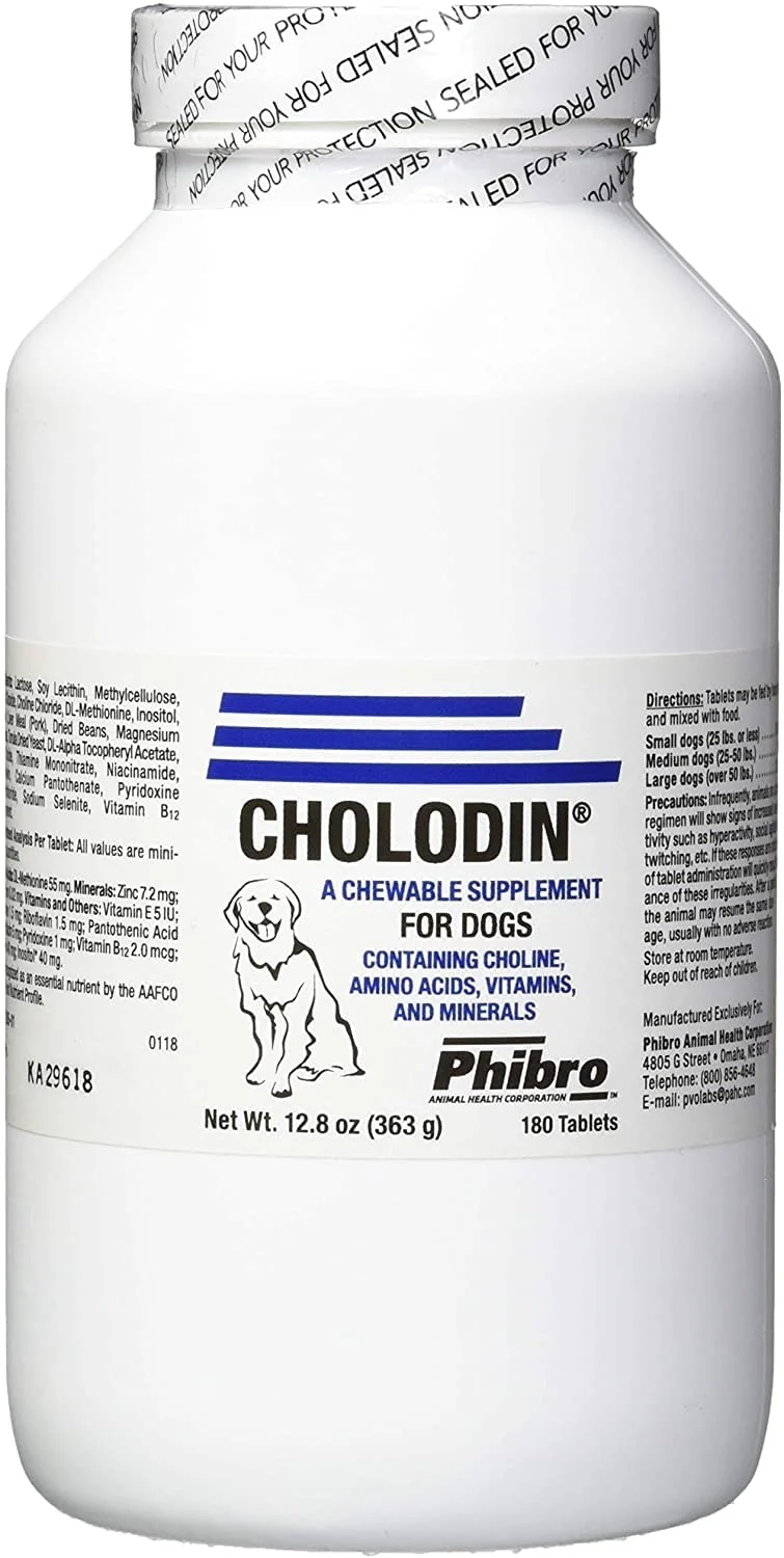 Sustainable EnerCal Cholodin Canine 180 Chewable Tablets Choline-Loading Support for Senior Pets Clean