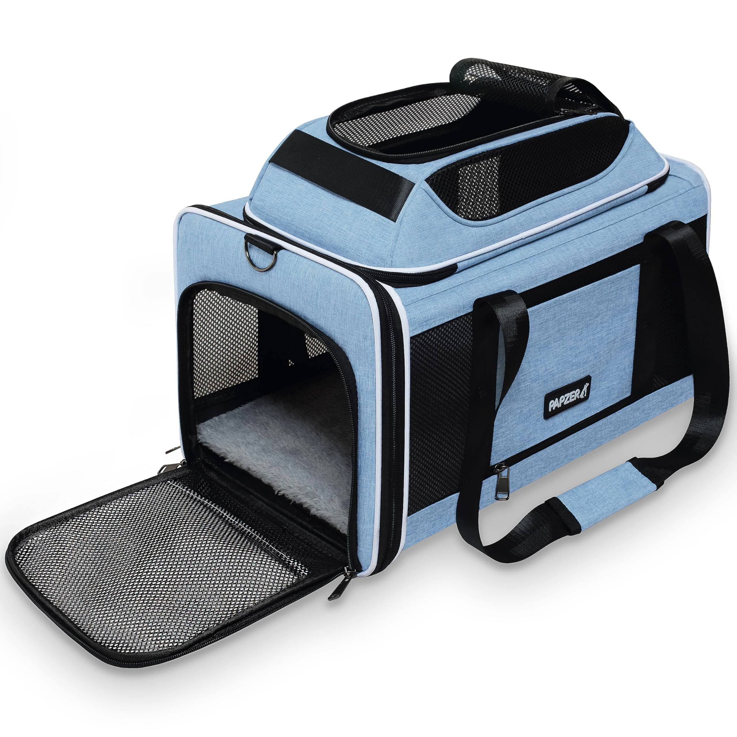 Proven PAPZER Cat Carrier Top-Expandable 18x11x11 — Airline- Soft Carrier Underseat for Cats Small Dogs Artisan