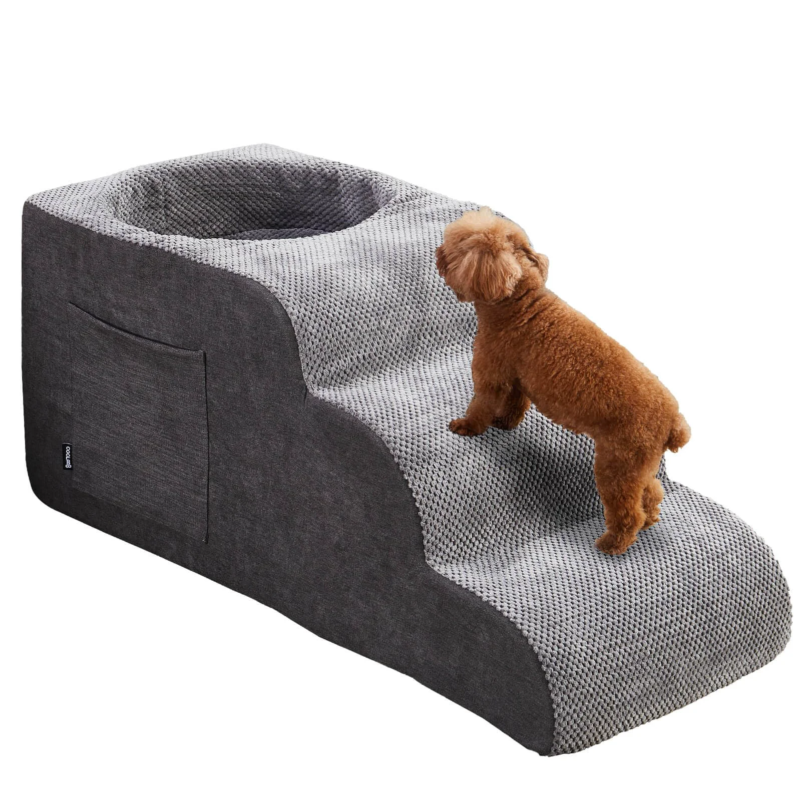 Casual Cooloo8 Dog Stairs - 3-Step Non-Slip Pet Steps for Bed Access Gray Fine Crafted