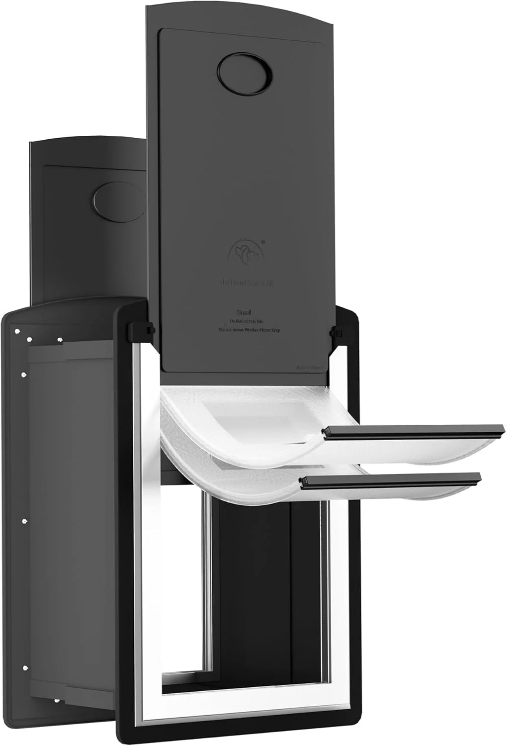 Smooth ClawJaw Cat Door for Exterior Wall - Metal Frame Telescopic Tunnel Double Magnetic Flaps Easy Install Black Small Up to 22 lb First-Class