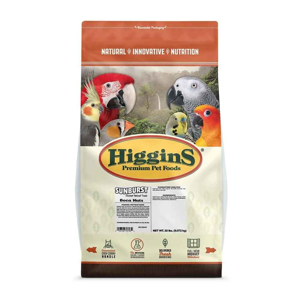 Healthy Higgins Avian Boca Nuts No Shell Treat Bits for Birds – 20 lb Bulk Bag Top-Quality