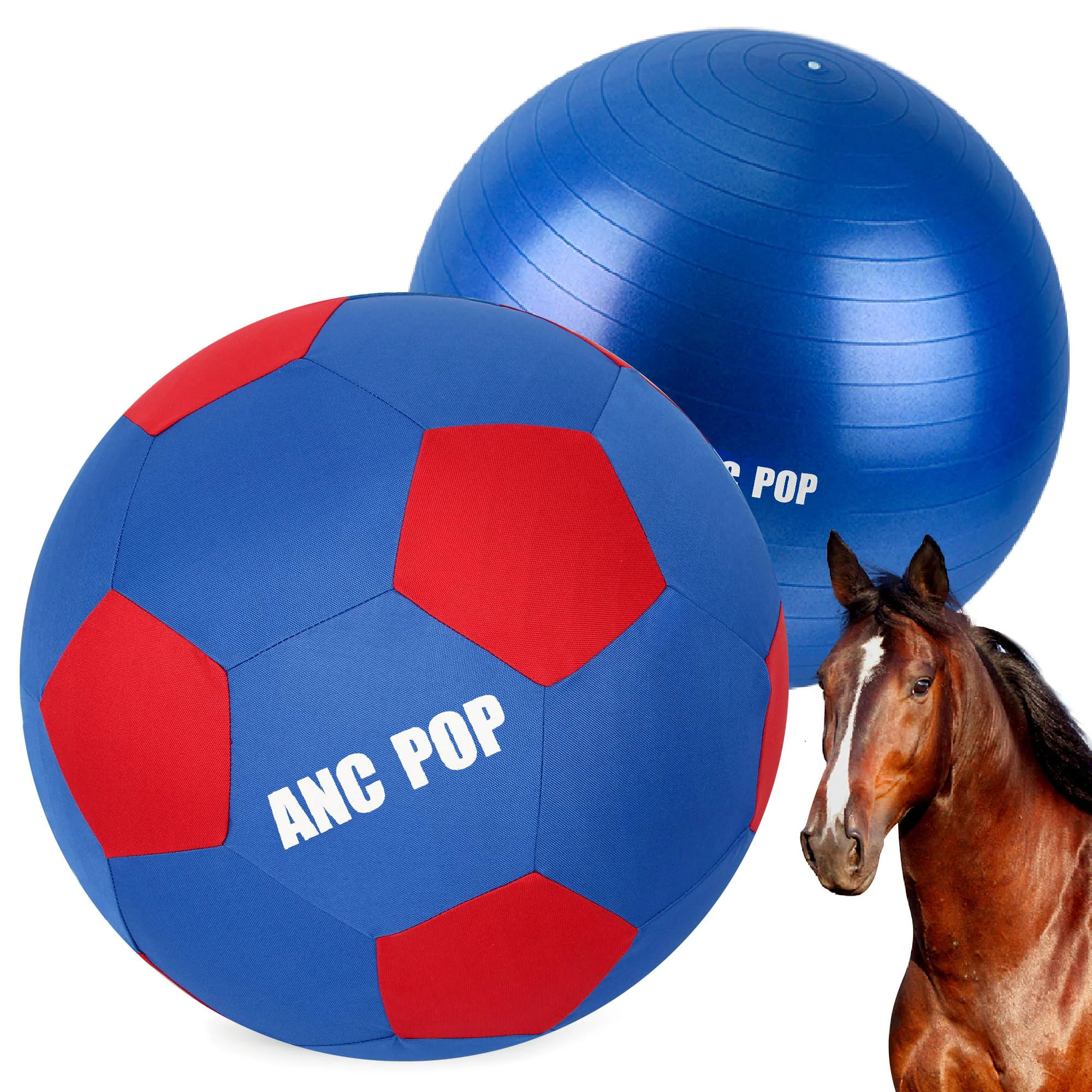 Organic ANC POP 40-Inch Herding Ball Kit with Cover Blue Red for Horse Training Play Premium Material