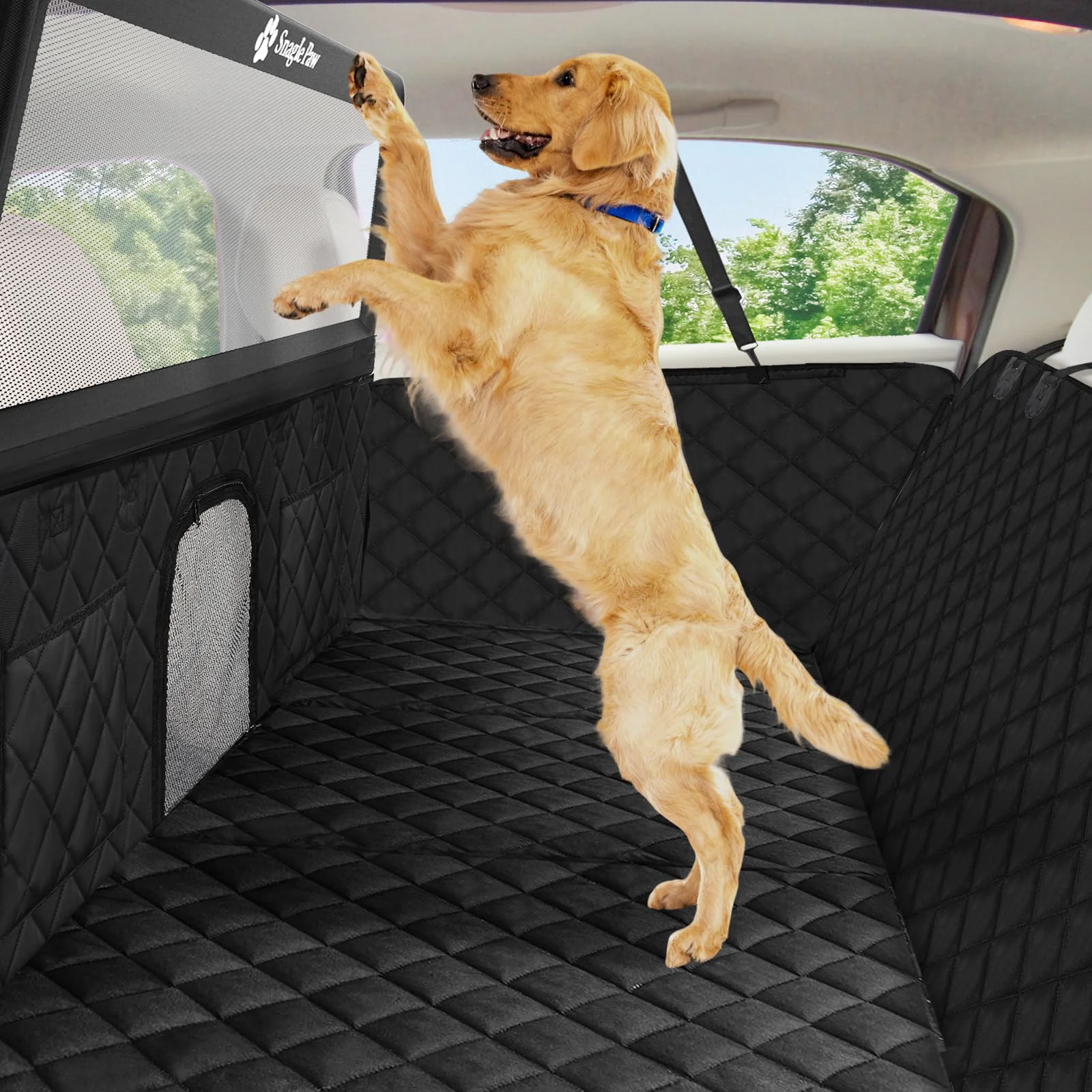 Exceptional Snagle Paw Dog Car Seat Cover and Back Seat Extender - 31 Inch High Barrier 440lb Capacity Water-Resistant Easy-Clean