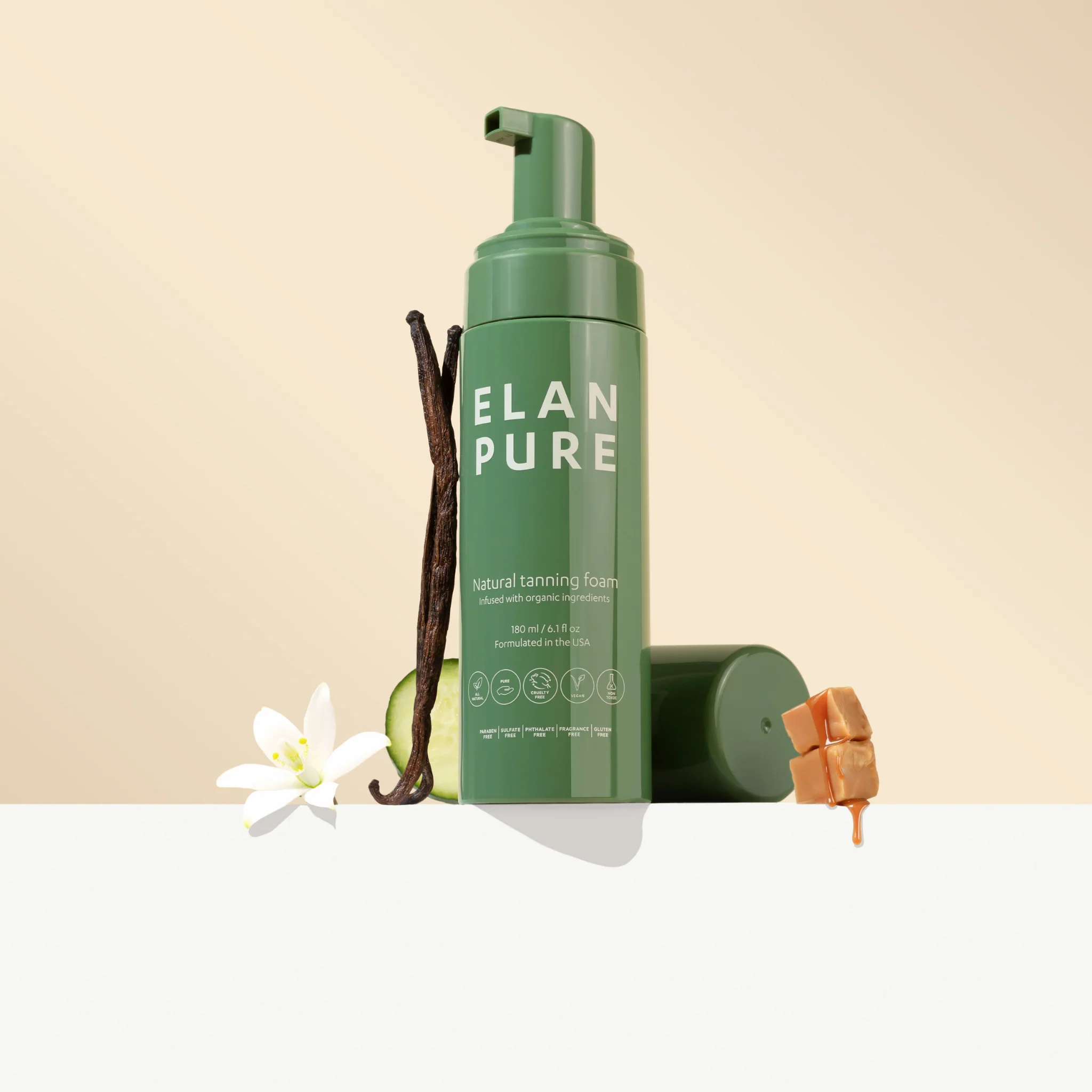 Carefully Designed Non-Toxic Self Tanner Skincare-First Self-Tanning Foam Elan Pure Secure