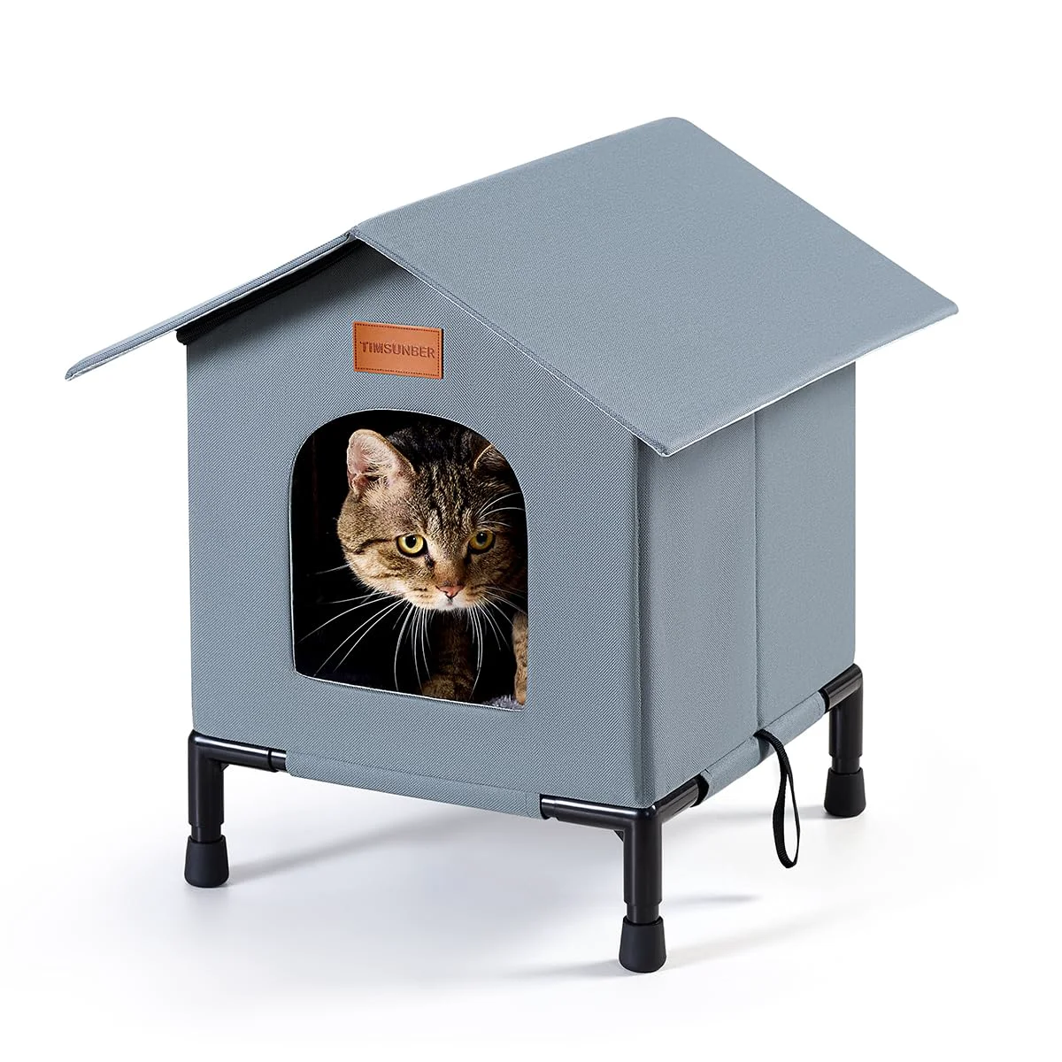 Fine TIMSUNBER Insulated Cat Shelter – Weatherproof Outdoor Cat House Grey Medium Functional