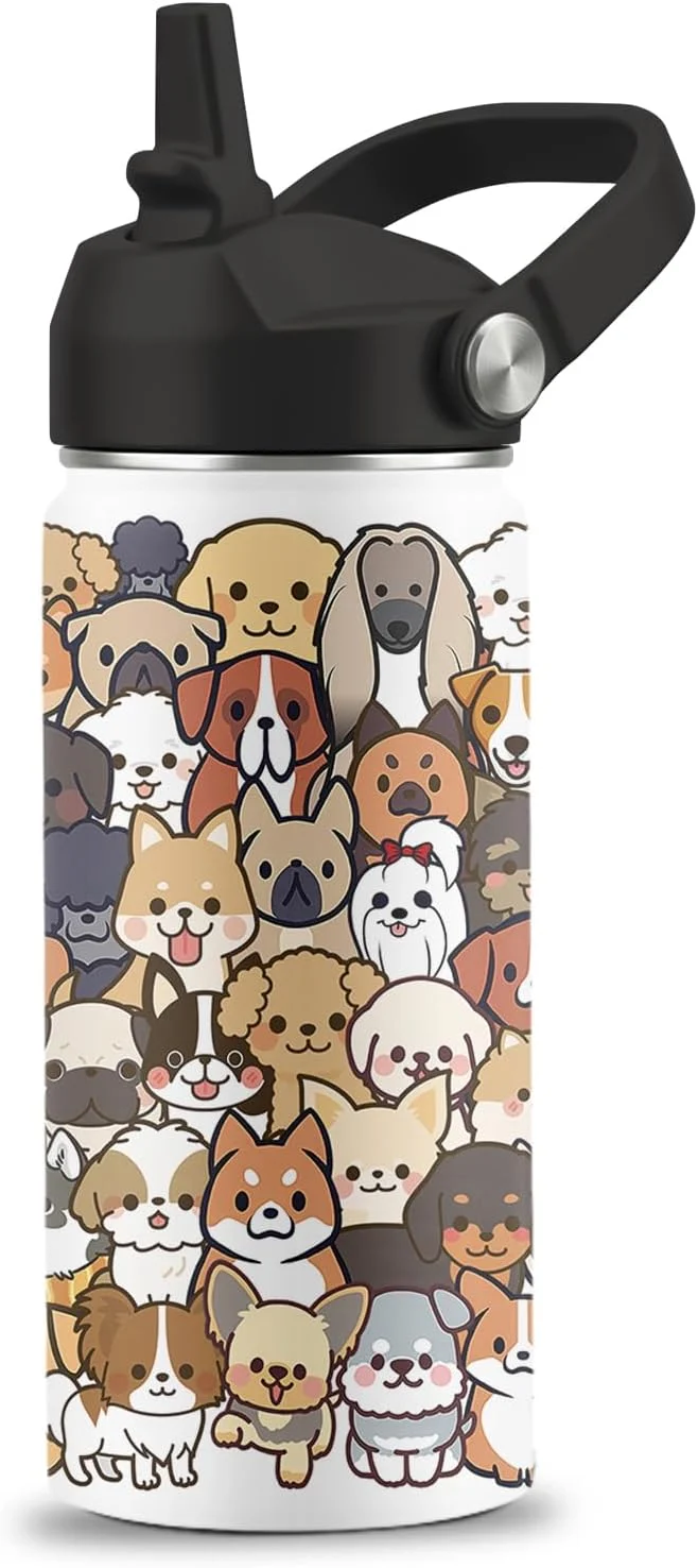 Unique Dog Lover Gifts 16 oz Water Bottle with Straw Lid Stainless Steel Insulated Dog Water Bottle Cute Puppy Tumbler for Travel Outdoor 1pcs About ThisOverview First-Class