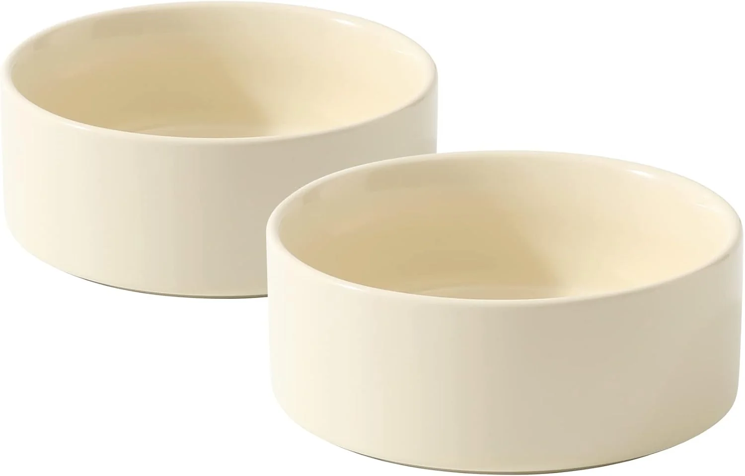Secure Ceramic Set of 2 Dog Bowls Food and Water Bowls for Dogs Puppy 2pcs Pet Dishes 6inch 2 x Beige Bowls Versatile