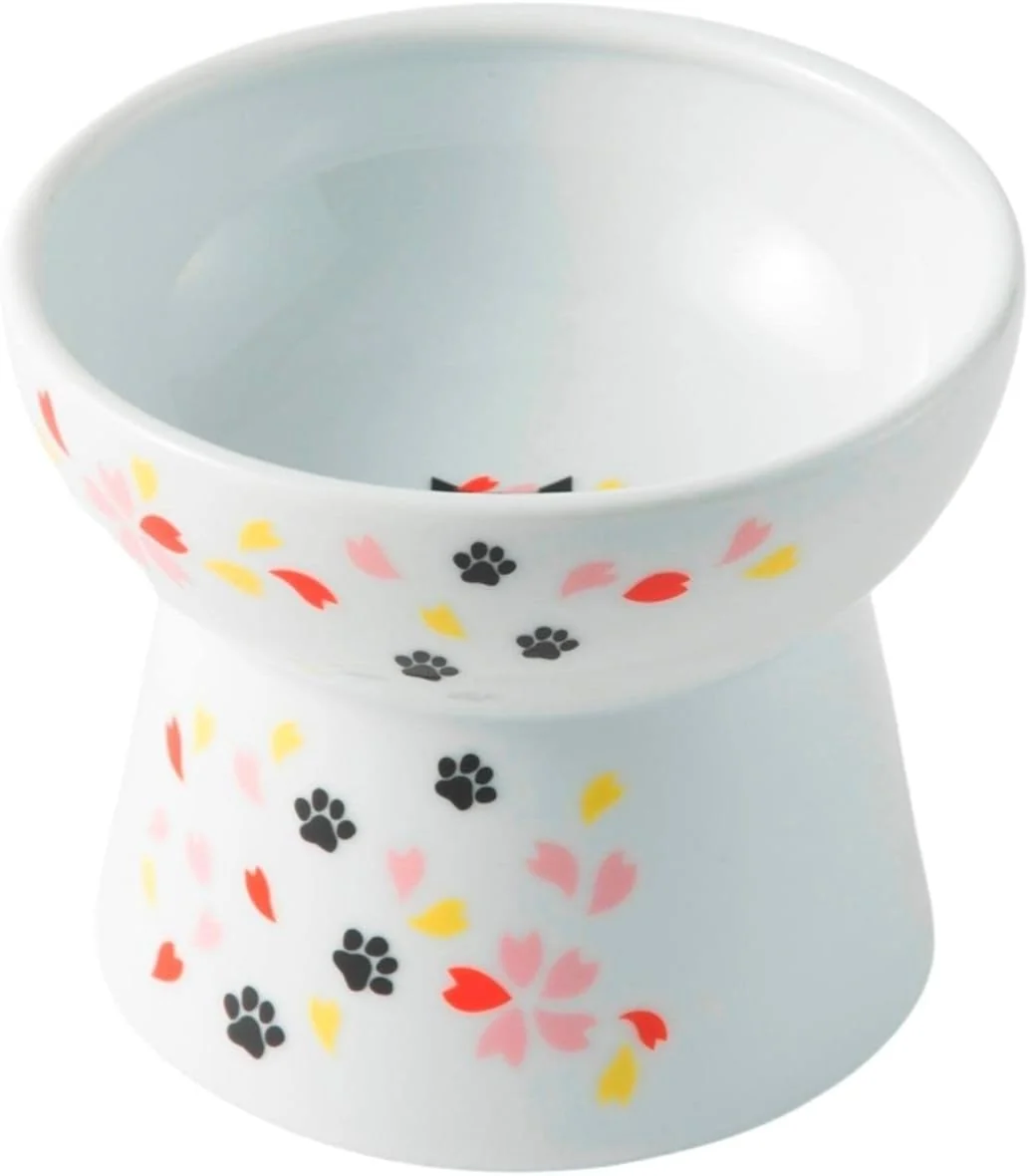 Quality Necoichi Raised Stress Cat Food Bowl d Backflow Prevention Dishwasher and Microwave Safe No.1 Seller in Japan Sakura Limited Edition Large Top-Quality