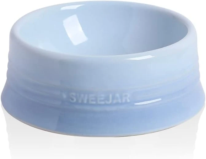 Selected Sweejar Gradient Dog Bowl Ceramic Dog Food Dish for Medium Dogs and Cat Porcelain Pet Bowl for Food and Water 18 oz Gradient Light Blue Refined