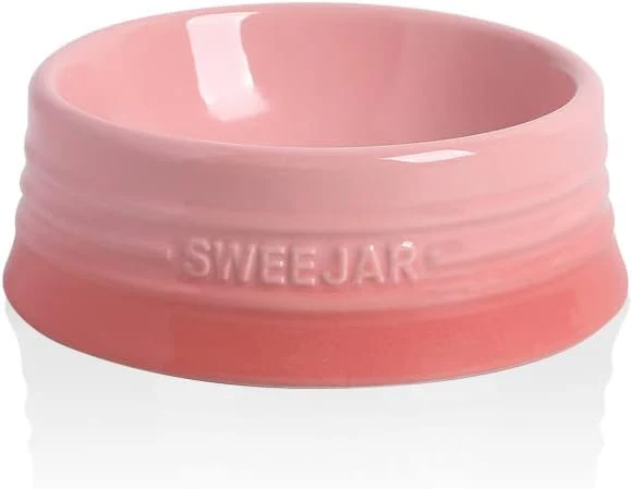 Exclusive Sweejar Gradient Dog Bowl Ceramic Dog Food Dish for Puppy and Kitten Porcelain Pet Bowl for Food and Water 8 oz Gradient Pink Specialty