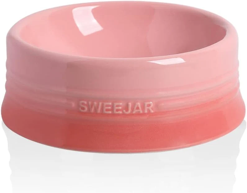 Fashionable Sweejar Ceramic Dog Bowl 32 oz Gradient Pink Porcelain Pet Dish for Food and Water Non Skidding Easy to Clean Durable Dishwasher Safe Minimalist Design Proven
