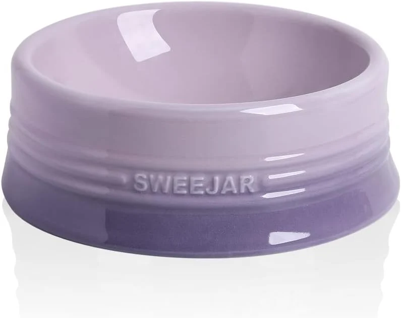 Reliable Sweejar Gradient Dog Bowl Ceramic Dog Food Dish for Large Dogs and Large Cat Porcelain Pet Bowl for Food and Water 32 oz Gradient Purple High-End