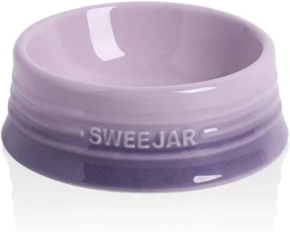 Prestigious Sweejar Gradient Dog Bowl Ceramic Dog Food Dish for Puppy and Kitten Porcelain Pet Bowl for Food and Water 8 oz Gradient Purple Smart