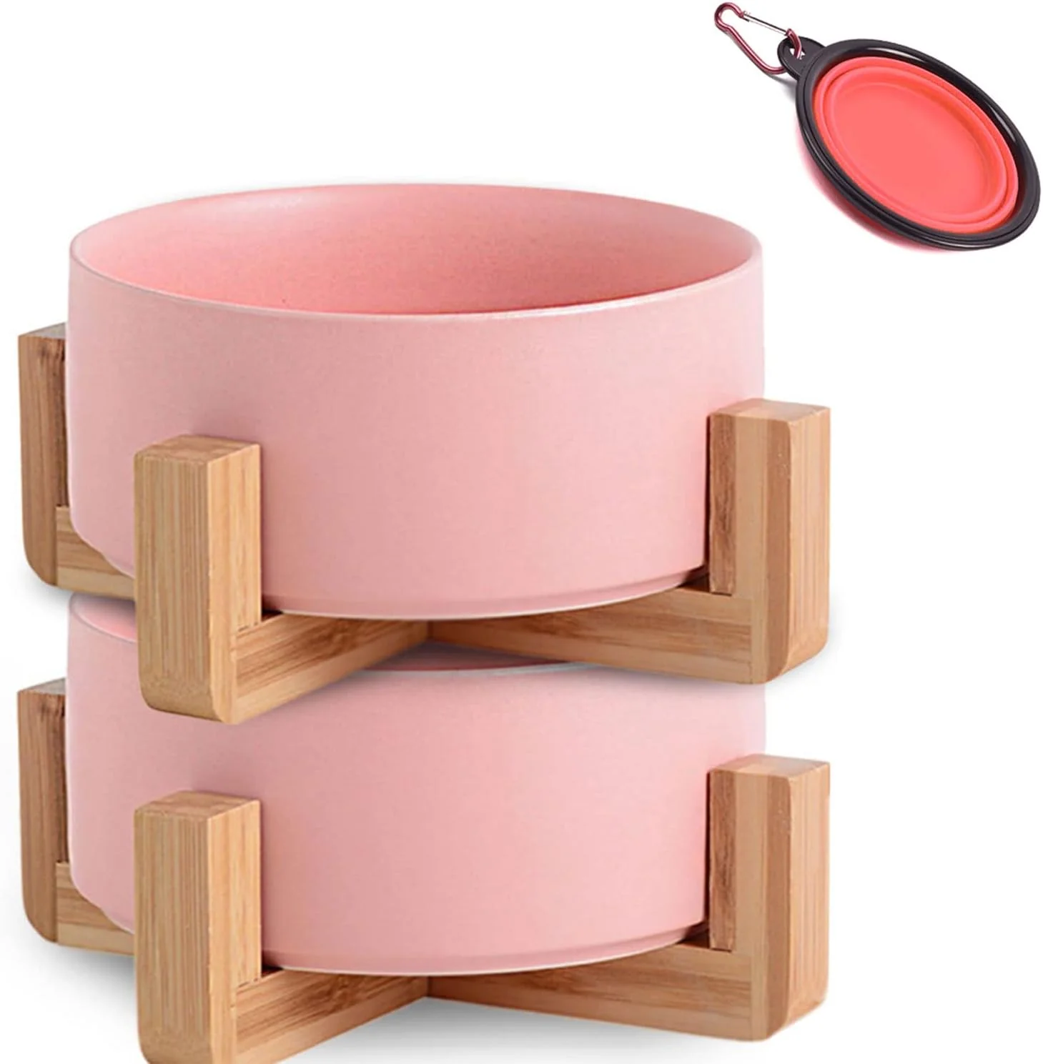 Proven Petygooing Dog Cat Bowl Ceramic Pink Pet Dish with Stand for Food and Water Modern Cute Matte Glaze Weighted Pet Bowls Set for Cats Small Size Dogs 13.5 OZ 5.1In 1.7 Cups Pink Clean