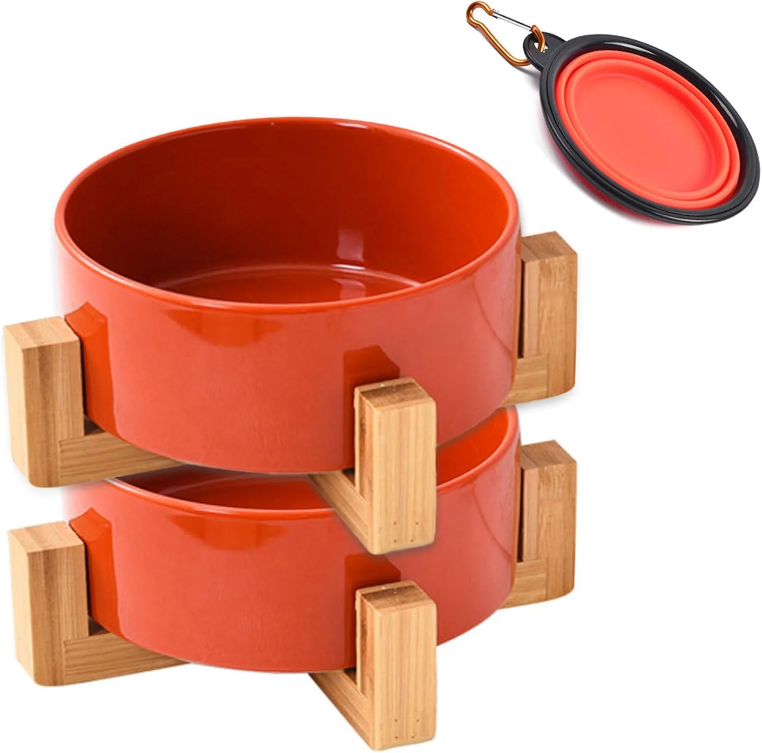 Contemporary Petygooing Ceramic Dog Bowl Set with Stand Small Dog Bowls Cat Dog Food and Water Bowl Anti -Slip Set of 2 Cat Dog Bowls-Dog Food Bowls- Dog Bowls Small Size Dog 13.5 OZ 5.1In 1.7 Cups Rust Red Optimized