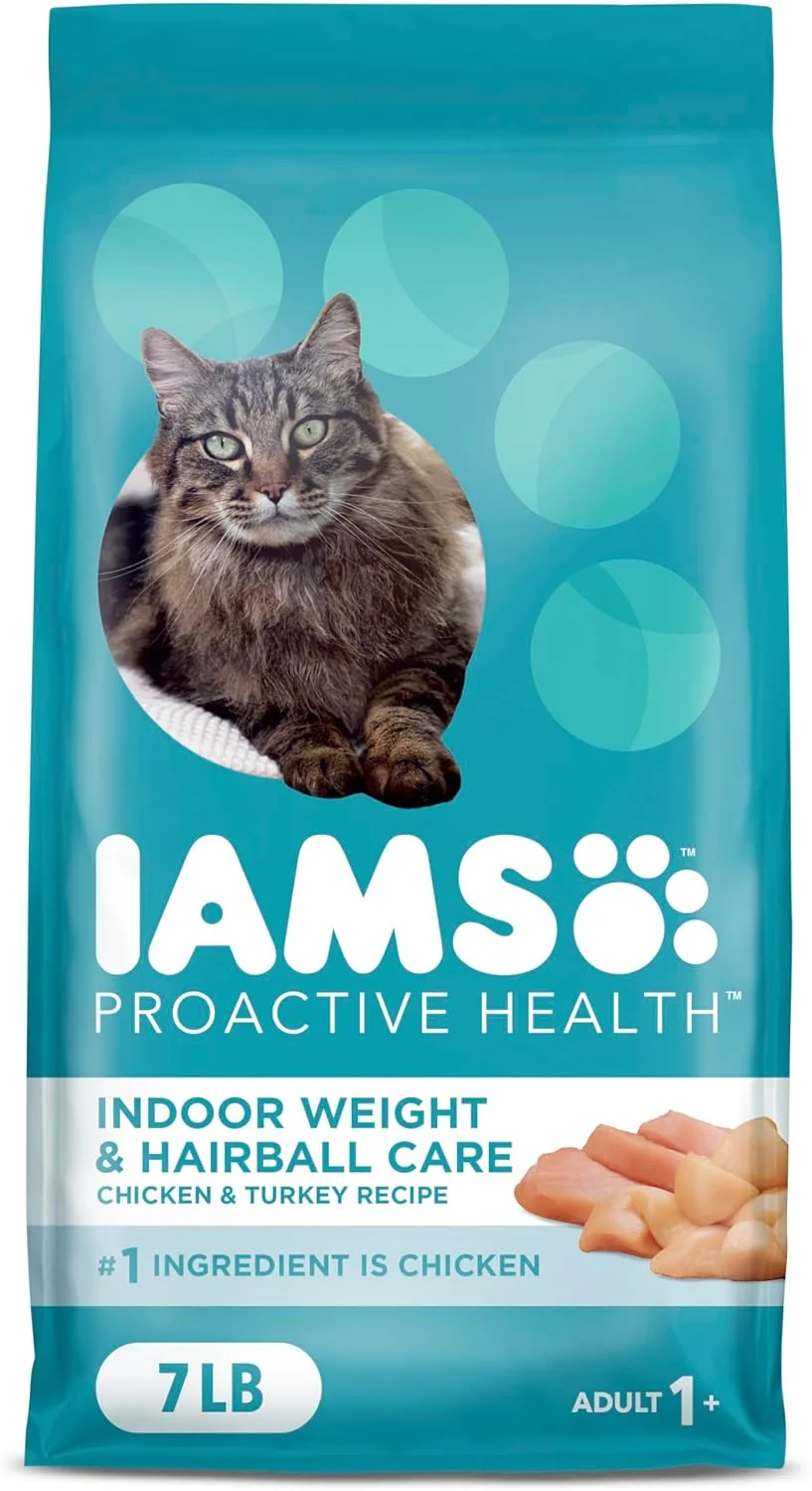 Classic IAMS Proactive Health Indoor Weight Control Hairball Care Adult Dry Cat Food Chicken Turkey Recipe 7 lb. Bag Proven
