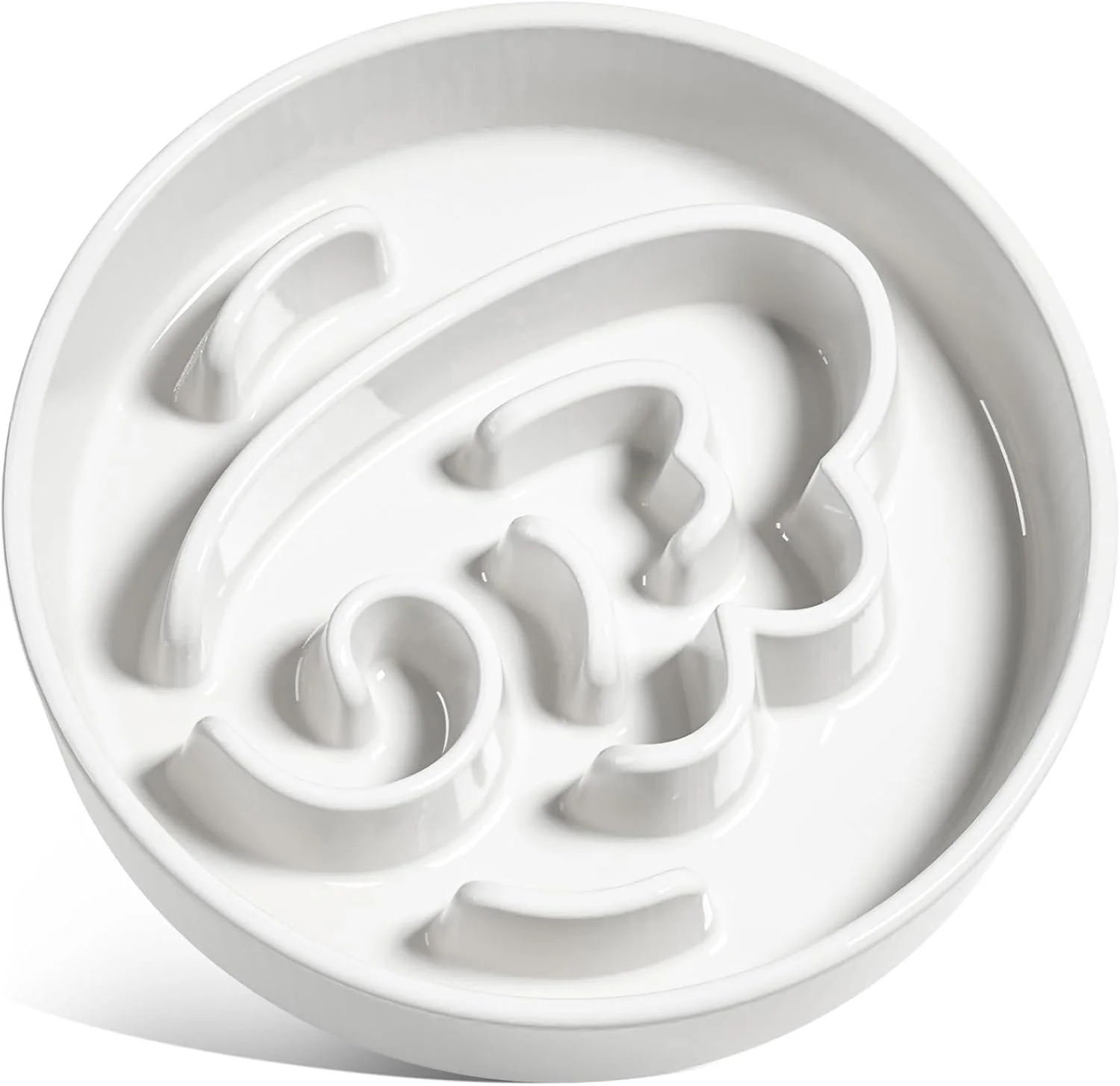 Top-Quality LE TAUCI Slow Feeder Dog Bowls Ceramic 3 Cups Slow Feeding Dog Bowl Medium Large Breed Pet Bowl for Fast Eaters Puzzle Pet Dishes Angle White Casual