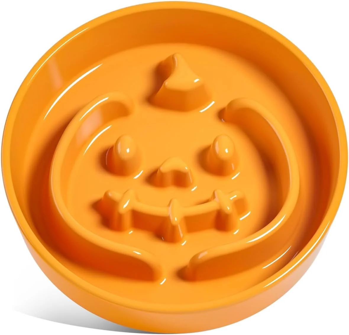 Artisan LE TAUCI Ceramic Puzzle Feeder d 3 Cup with Wood Stand for Small Medium Dog Puppy Fast Eater Raised Dish Pumpkin Orange Classic