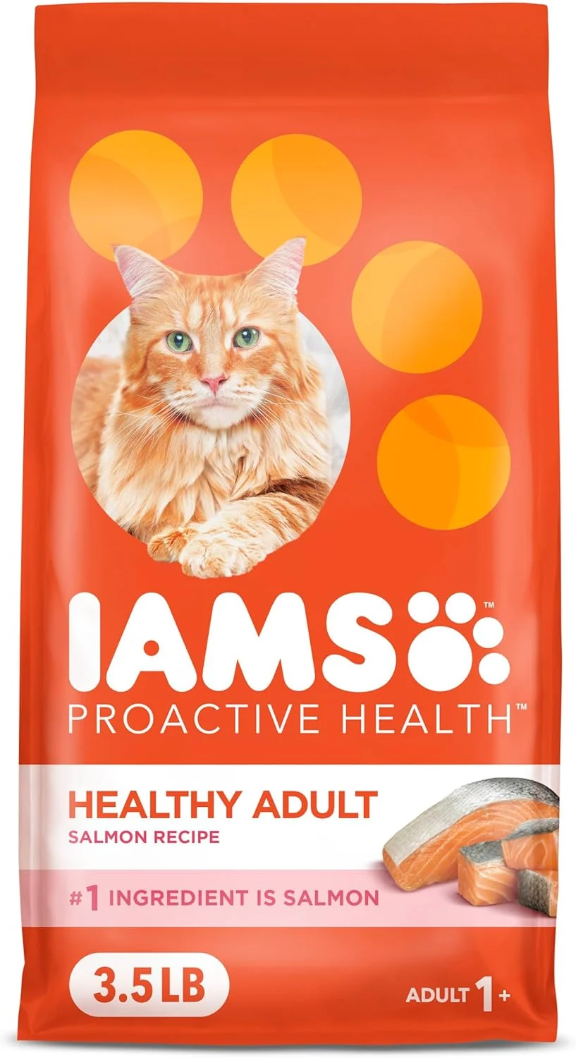 Solid IAMS Proactive Health Adult Healthy Dry Cat Food with Salmon 3.5 lb. Bag Advanced