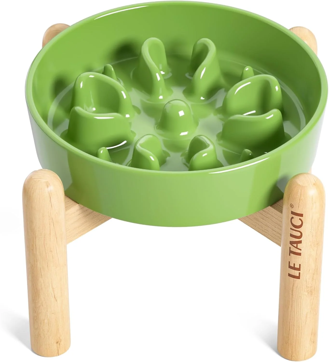 Environmentally Friendly LE TAUCI Ceramic Slow Feed Dog Bowls d for Small Breeds Anti-Gulping Non-Slip 6 inch Green Sustainable