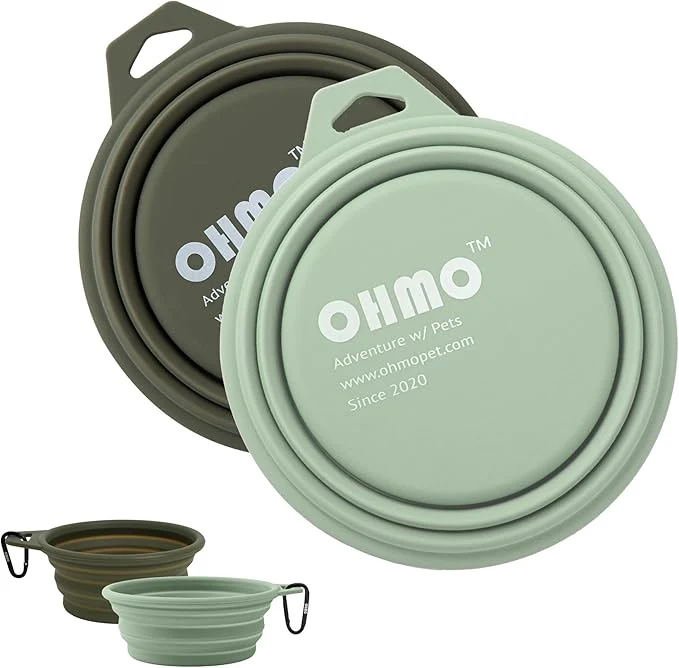 Professional OHMO Large Collapsible Dog Bowls 2 Pack 27oz 800ml Premium Silicone Portable Travel Water Food Foldable Bowls Pet Feeding Bowl for Outdoor Camping HikingAbout ThisOverview Breathable