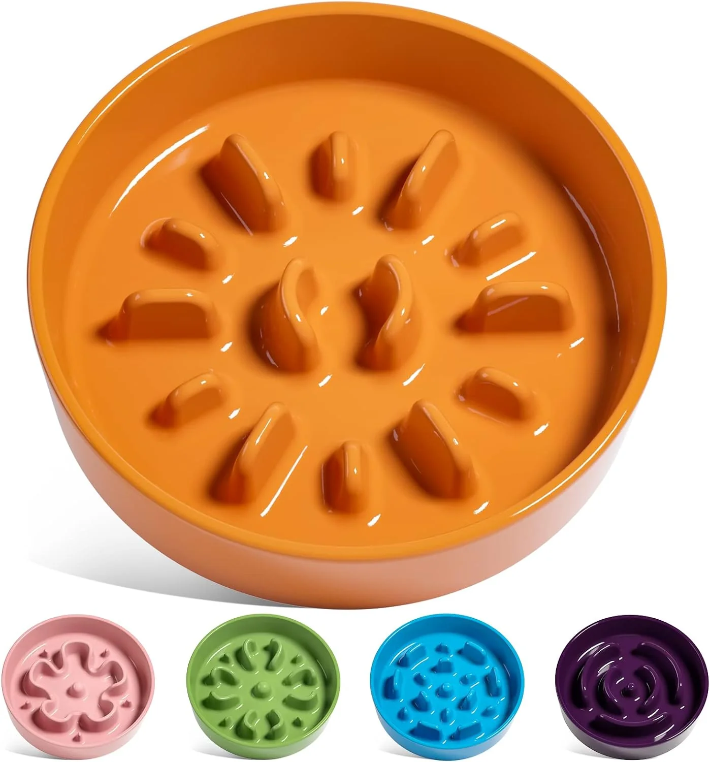 Top-Quality LE TAUCI Ceramic Slow Feeder Dog Bowls Small Breed 0.6 Cups Dog Food Dish for Fast Eaters Puzzle Bowl for Small Dogs and Cats Sun Orange Relaxed