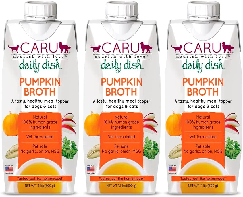 Prestigious Caru - Daily Dish Pumpkin Broth Meal Topper for Dogs Cats - Savory Pour-Over Broth - Pack of 3 Effective