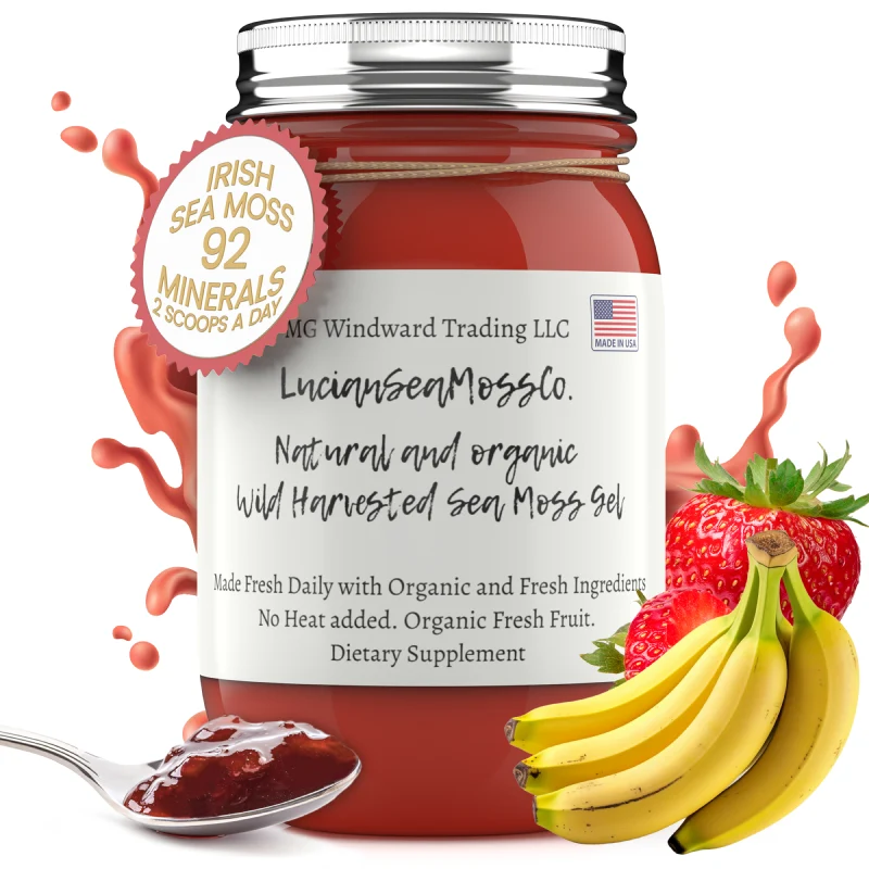 Eco-Friendly Fresh Organic Strawberry Banana Infused Sea Moss Gel Modern