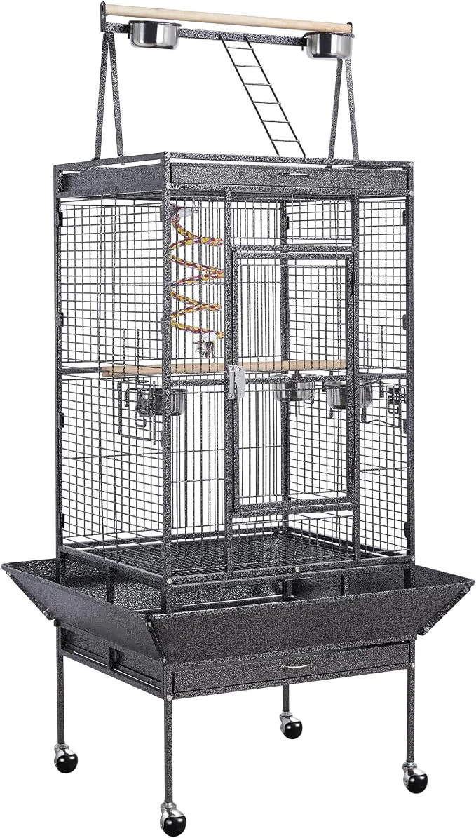 Exclusive Yaheetech 68-inch Rolling Play Top Large Parrot Bird Cage Flexible
