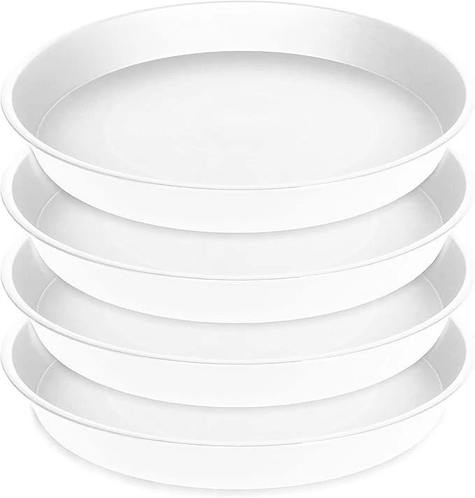 Advanced 4 Pack of 16 inch Plant Saucer White Bird Bath Bowls Heavy Duty Plastic Plant Relaxed