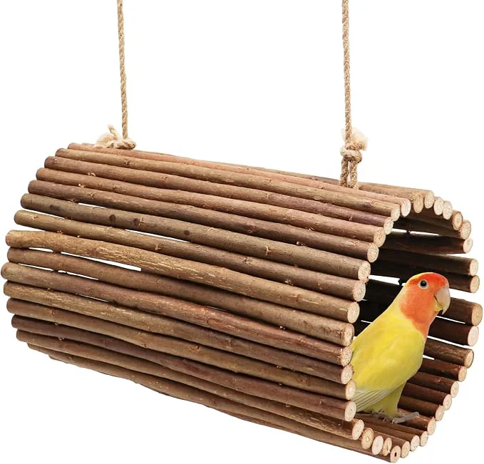Pure Parrot Swing Toys Hanging Perch Stand Natural Willow Wood Hammock Bird Cage Versatile
