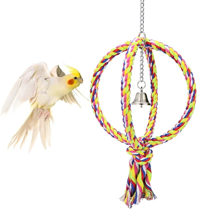 Smart Litewoo Bird Swing Perch Stand Cotton Rope 2 Two Rings Toy Advanced