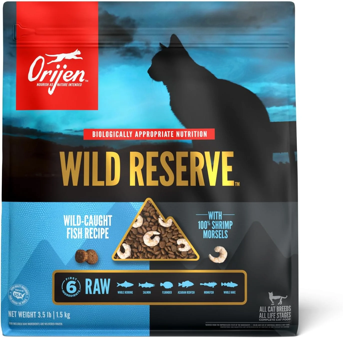 Advanced ORIJEN Wild Reserve Dry Cat Food Wild-Caught Fish Recipe 3.5lb Bag Reliable