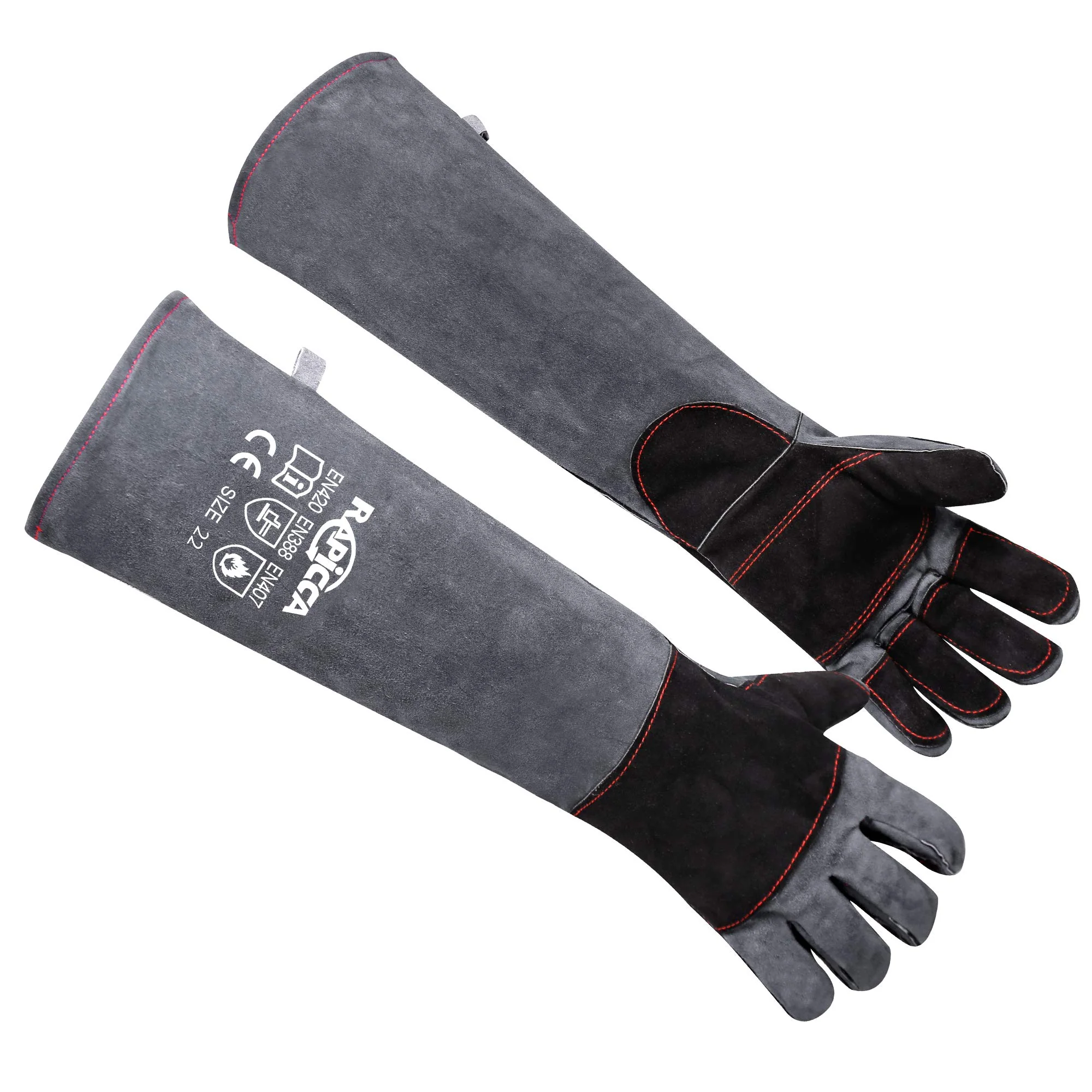 Traditional RAPICCA 22in Animal Handling Gloves – Bite-Proof Leather Safety for Pets Birds Reptiles Durable