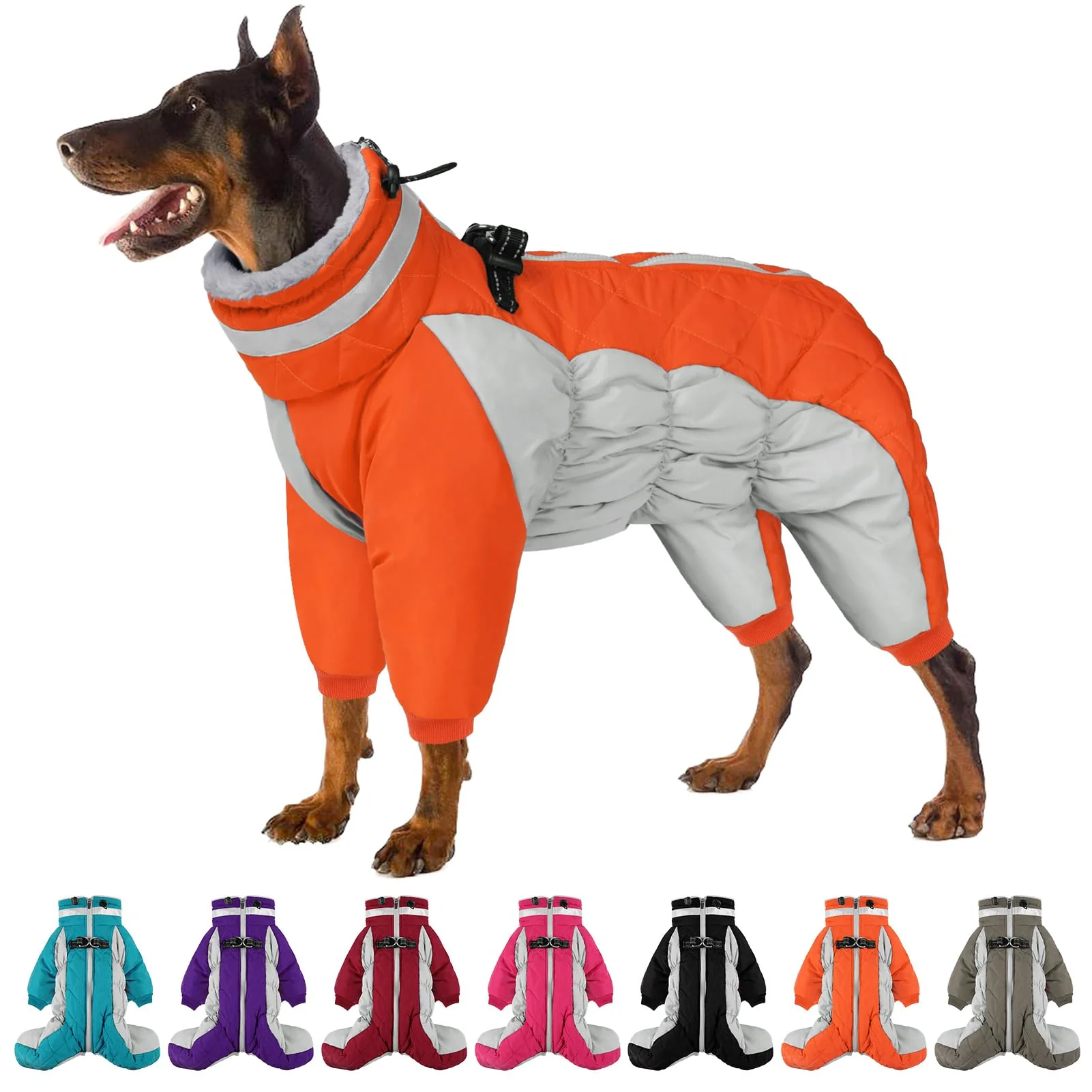 Trendy SUNFURA Full Body Dog Coat - Warm Fleece Winter Jacket with Harness Reflective Legged Coat for Small Dogs Effective