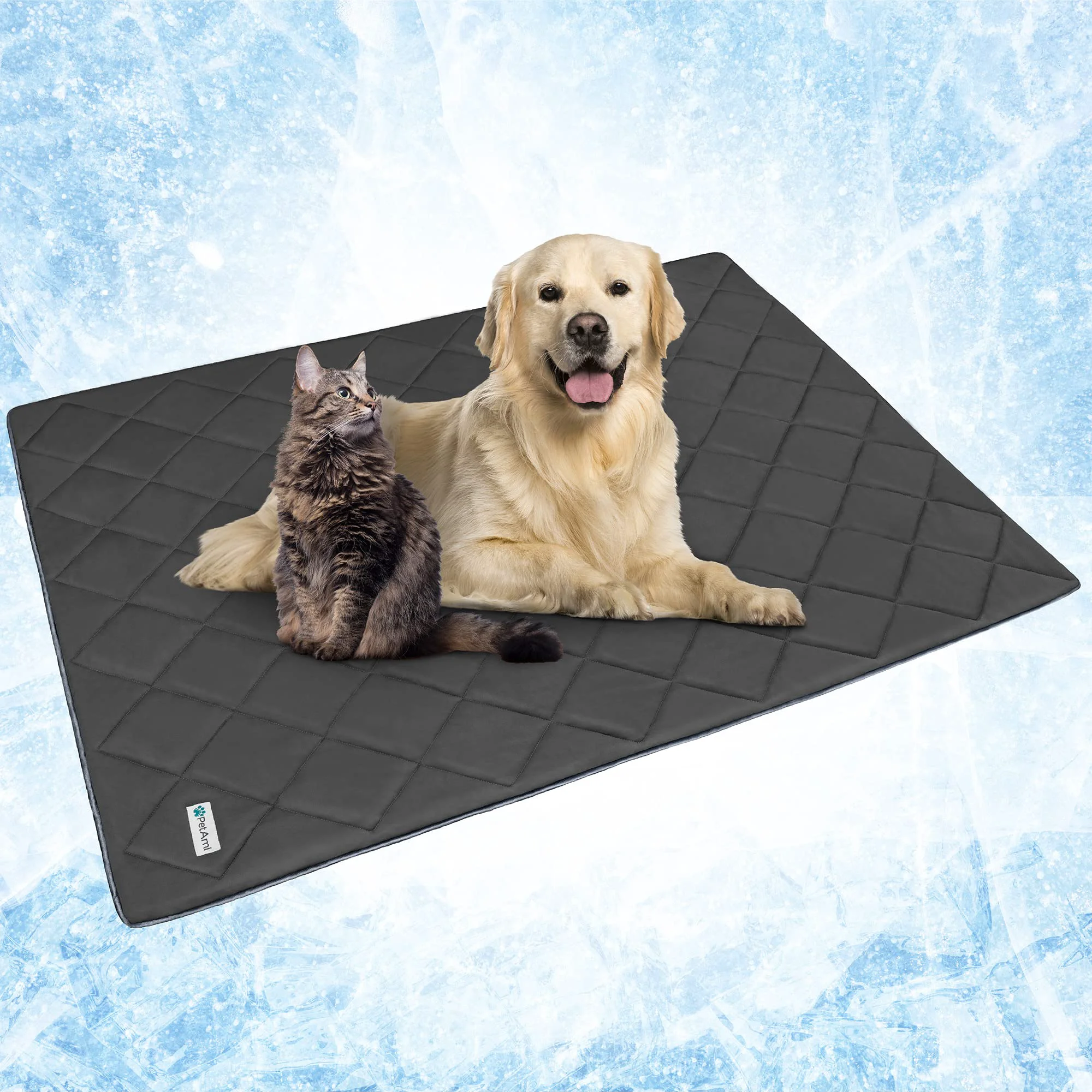 Innovative PetAmi Premium Cooling Dog Blanket - Reversible Lightweight Plush Throw for Dogs Cats 60x80 Grey Reusable