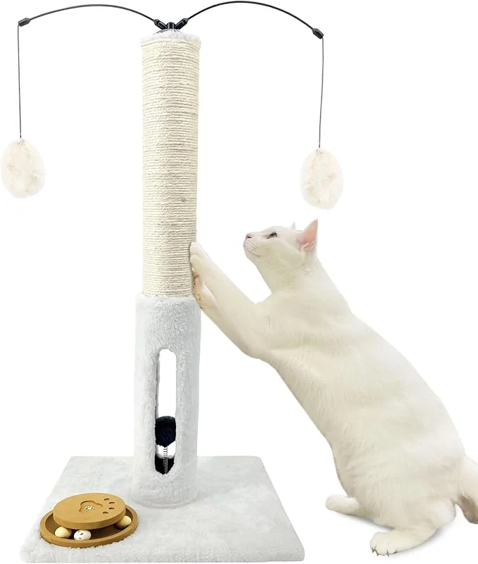 Trusted 31 Cat Scratching Post Kitten Toys for Indoor Cats Interactive Scratcher with Tracking Ball Sisal Scratch Rope for Large Cats Sturdy Base Cat Scratch Post Beige 31 H About ThisOverview Innovative