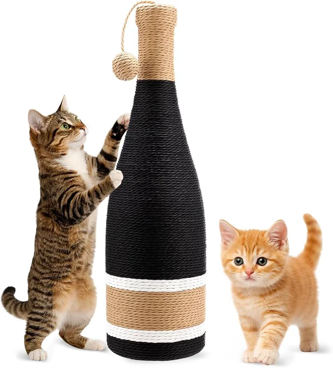Convenient Shappy Cat Scratching Post 24 Inches Red Wine Bottle Simple Design Premium Cat Scratching Board with Hanging Sisal Ball Fiber Kitten Scratcher Suction Cup Base for Pet Toys Indoor Small Medium KittenAbout ThisOverview Official