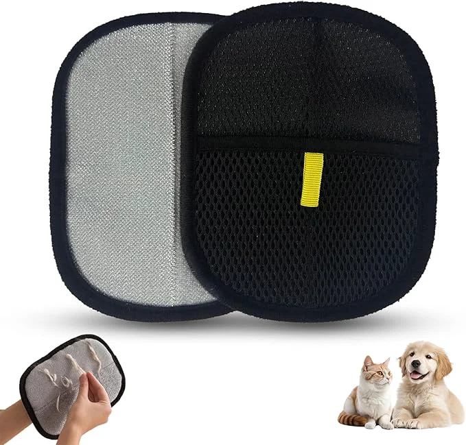 Exclusive Pet Hair Removal Gloves Dog Grooming Gloves Cat Deshedding Gloves for Shedding Control Electrostatic Hair Remover for Furniture Couch Car Seat Reusable Easy to Clean Black 2Pcs Comfortable