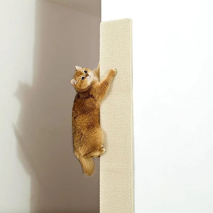Genuine SHENGOCASE Thickened Cat Wall Corner Climbing Carpet Cat Wall Furniture Wall Corner Scratcher Scratching Post Cream-White About ThisOverview Verified