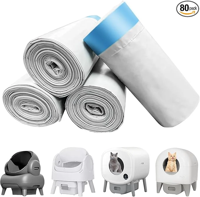 Exceptional 80 Count Cat Litter Box Liner Bags for Open-Top Autoscooper 11 Pet Automatic Self Cleaning Cat Litter Box Waste Bags 27 x 13 Heavy Duty Trash Bags with Drawstring Grey About ThisOverview Environmentally Friendly